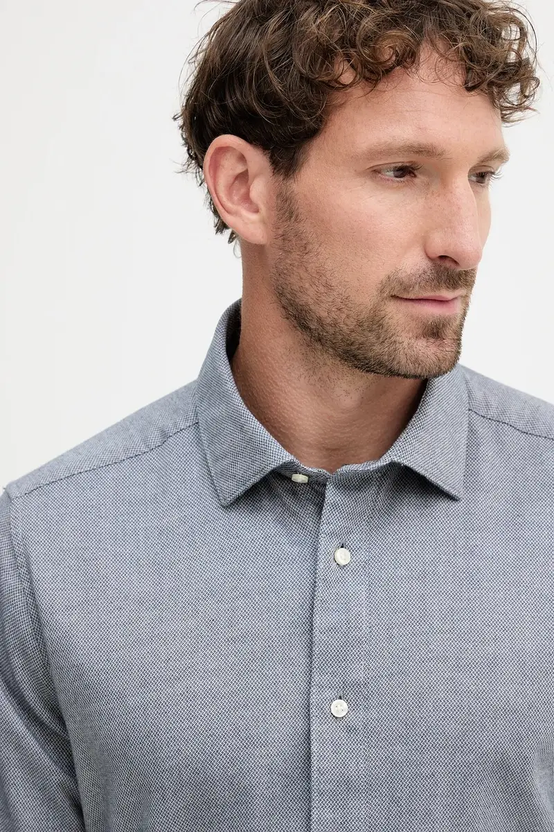 camicia in cotone ELMFIELD uomo colore blu navy MSH5682 miniatura 4