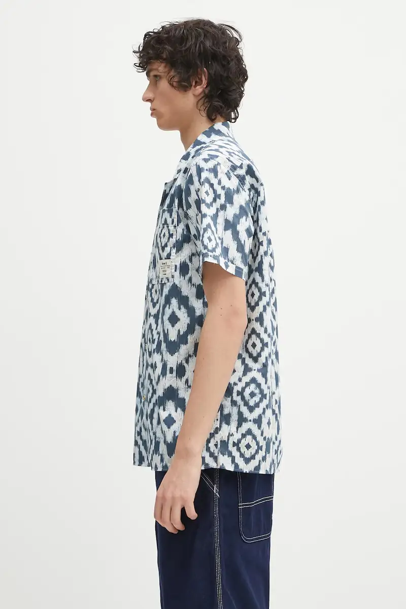 camicia in cotone Homelane Printed S/S Relaxed Fit Shirt colore blu navy MSH5599 miniatura 2