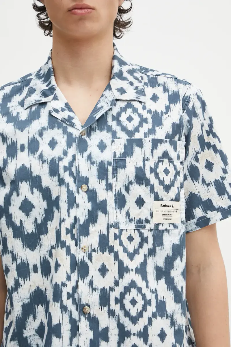 camicia in cotone Homelane Printed S/S Relaxed Fit Shirt colore blu navy MSH5599 miniatura 4