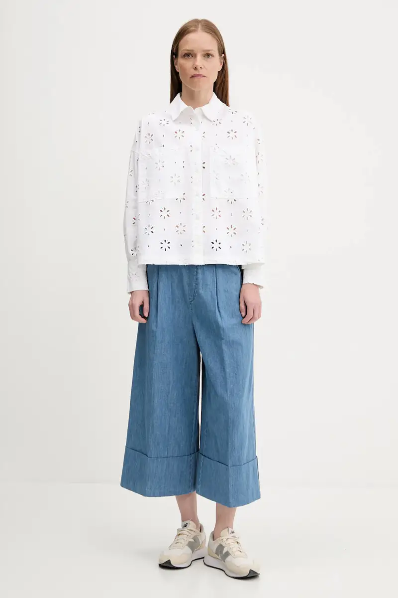 camicia in cotone MELISSA donna colore beige LSH1676 miniatura 2