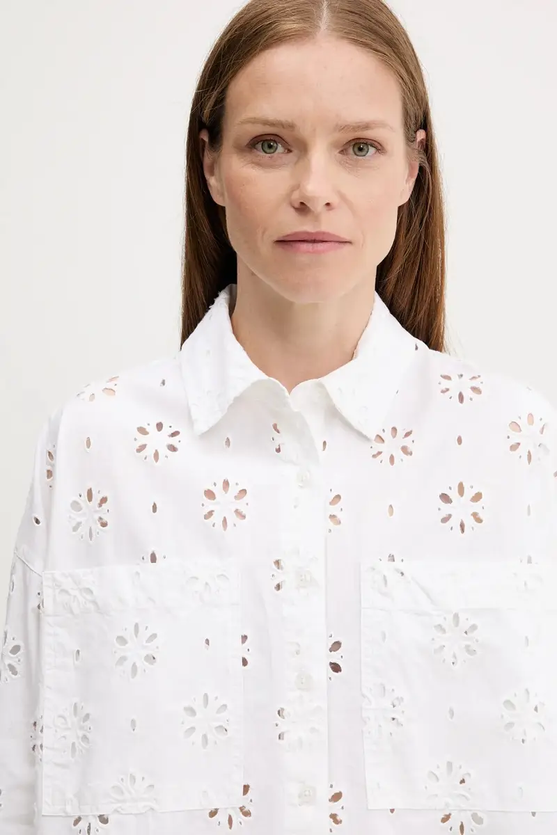 camicia in cotone MELISSA donna colore beige LSH1676 miniatura 4