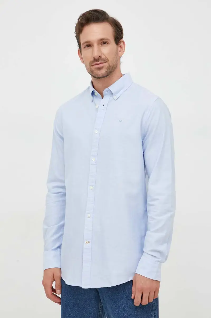 camicia in cotone Oxtown uomo Blu
