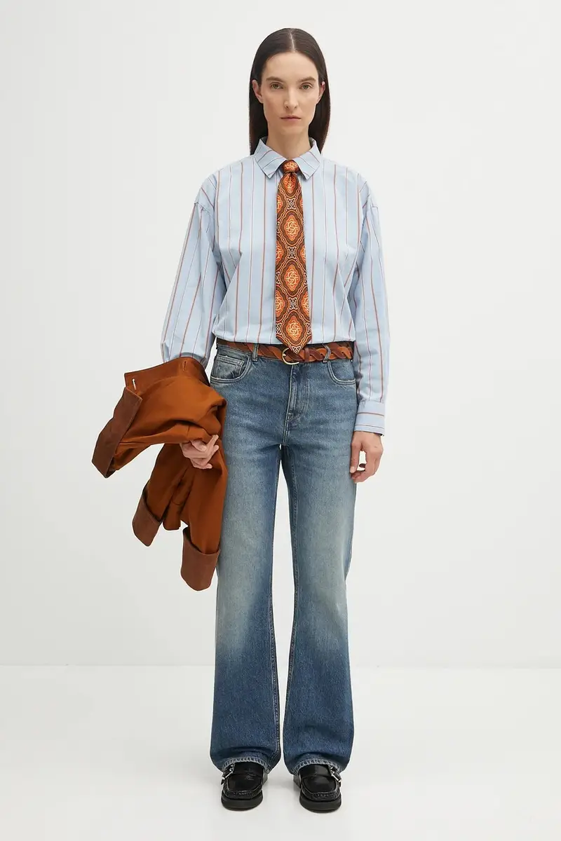 camicia in cotone SAFFRON donna colore blu LSH1698 miniatura 5