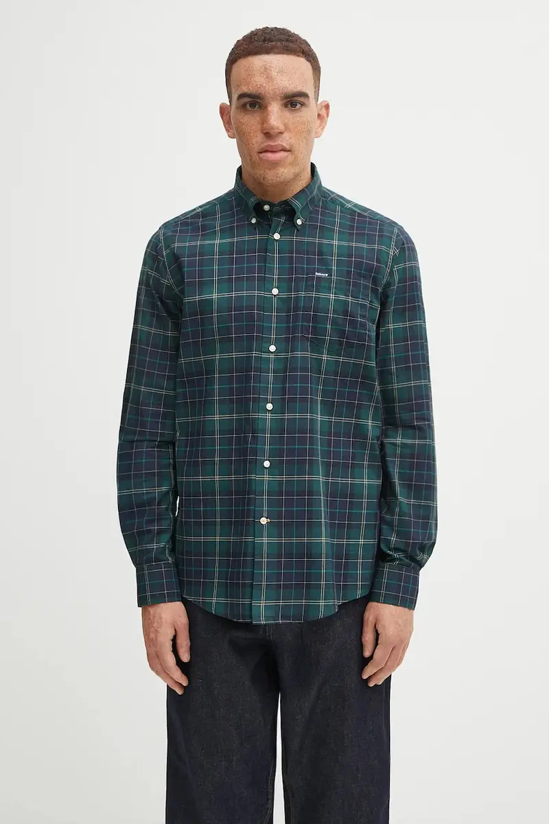 camicia in cotone uomo colore marrone Verde