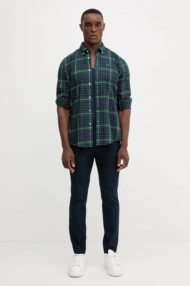 camicia in cotone uomo colore marrone Verde miniatura 2