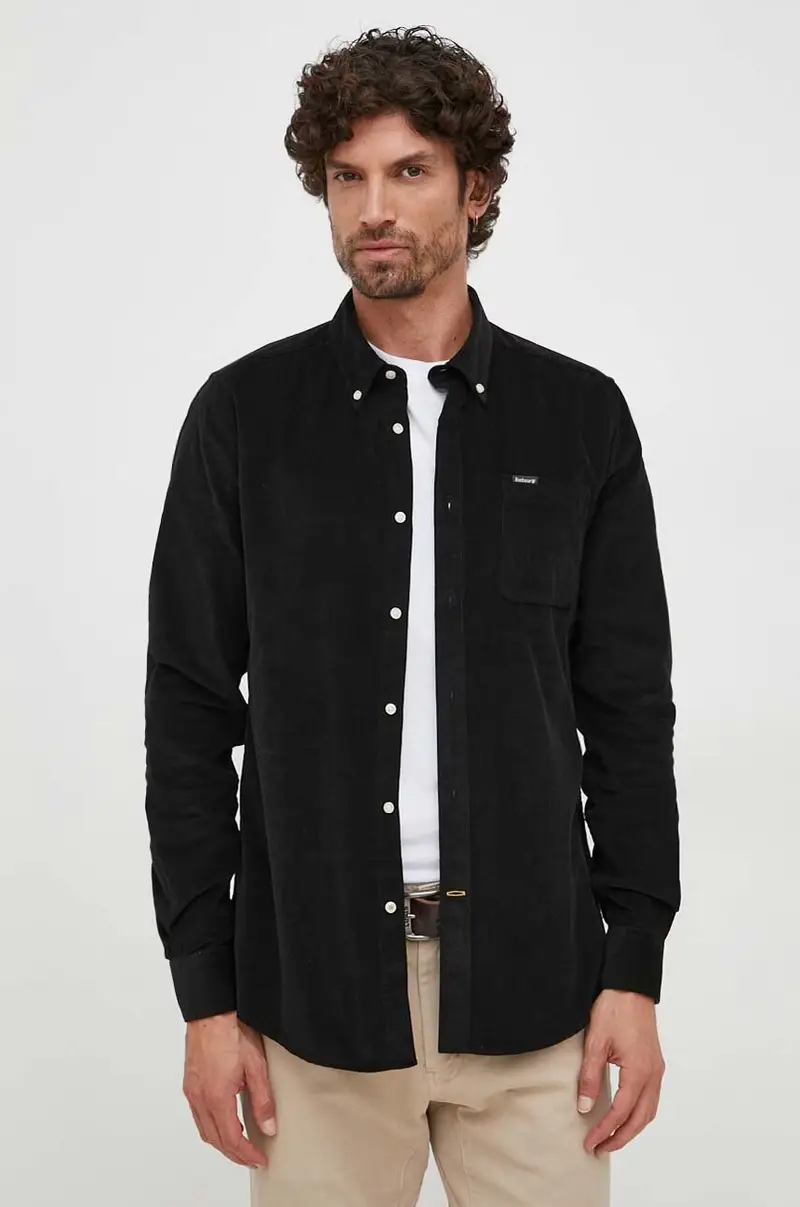 camicia in cotone uomo Nero