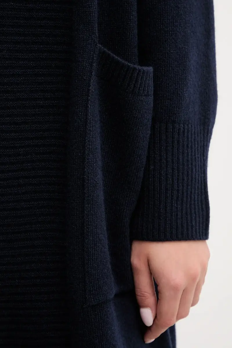 cardigan con lana LUNA colore blu navy LKN1661 miniatura 5