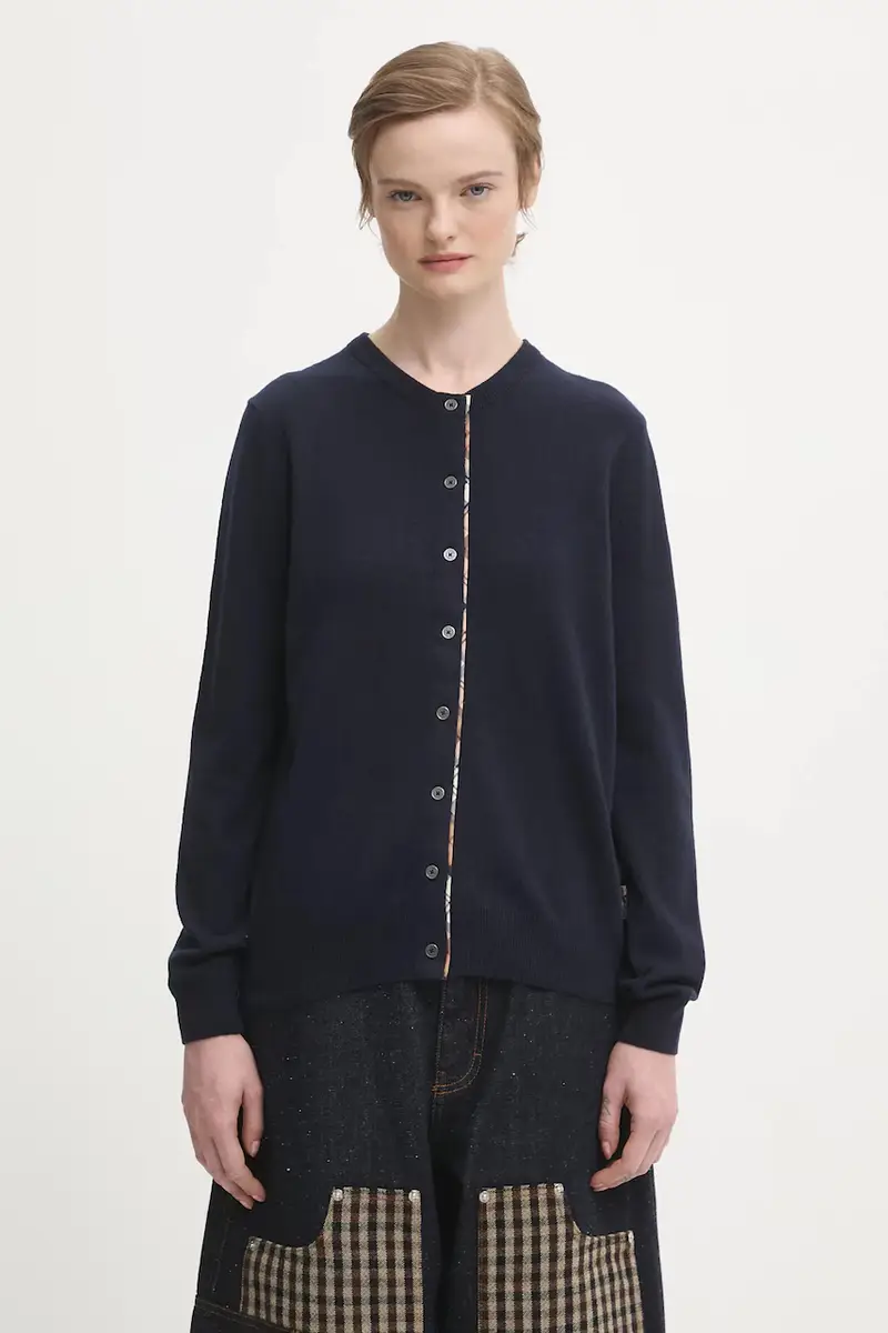 cardigan con lana Pendle Knitted Cardigan colore blu navy LKN1076NY78