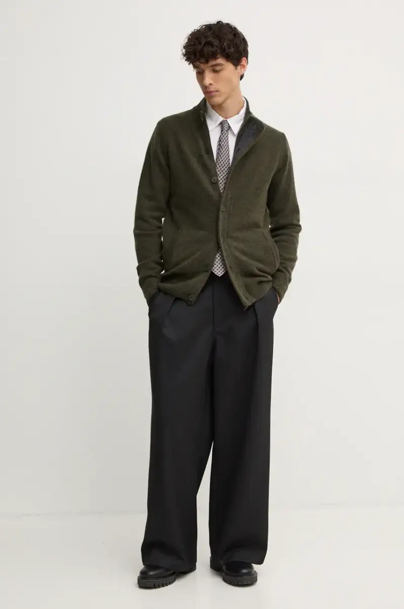 cardigan in lana colore verde miniatura 2