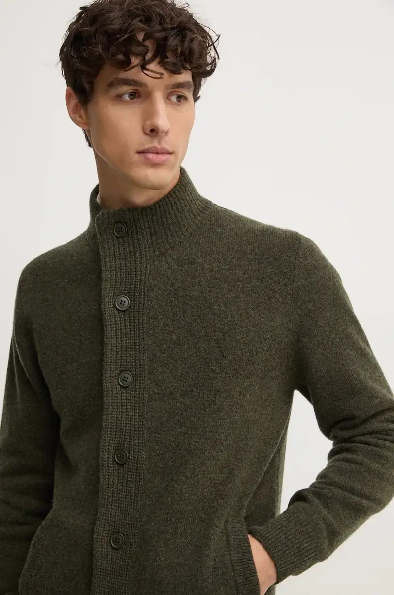 cardigan in lana colore verde miniatura 5