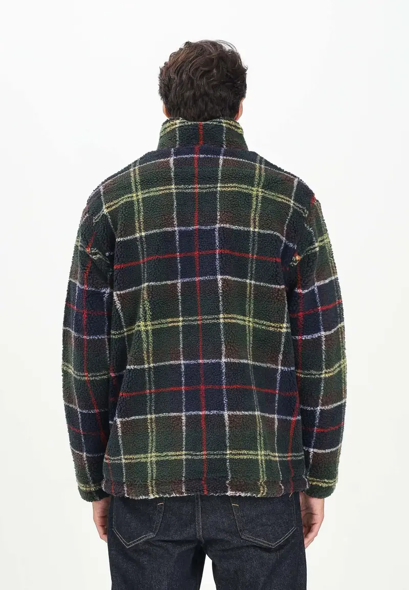 Felpa con zip pile sherpa tartan da uomo miniatura 3