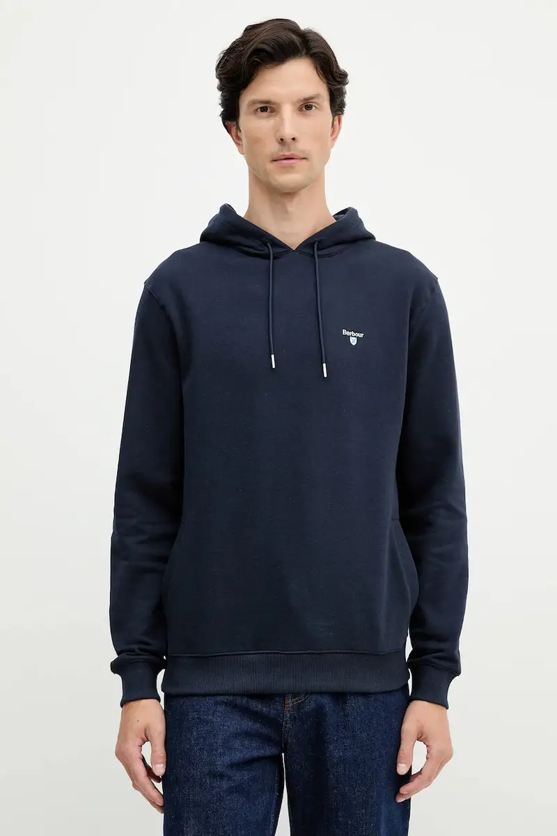 felpa in cotone BECKHILL uomo colore blu navy con cappuccio con applicazione MOL0717