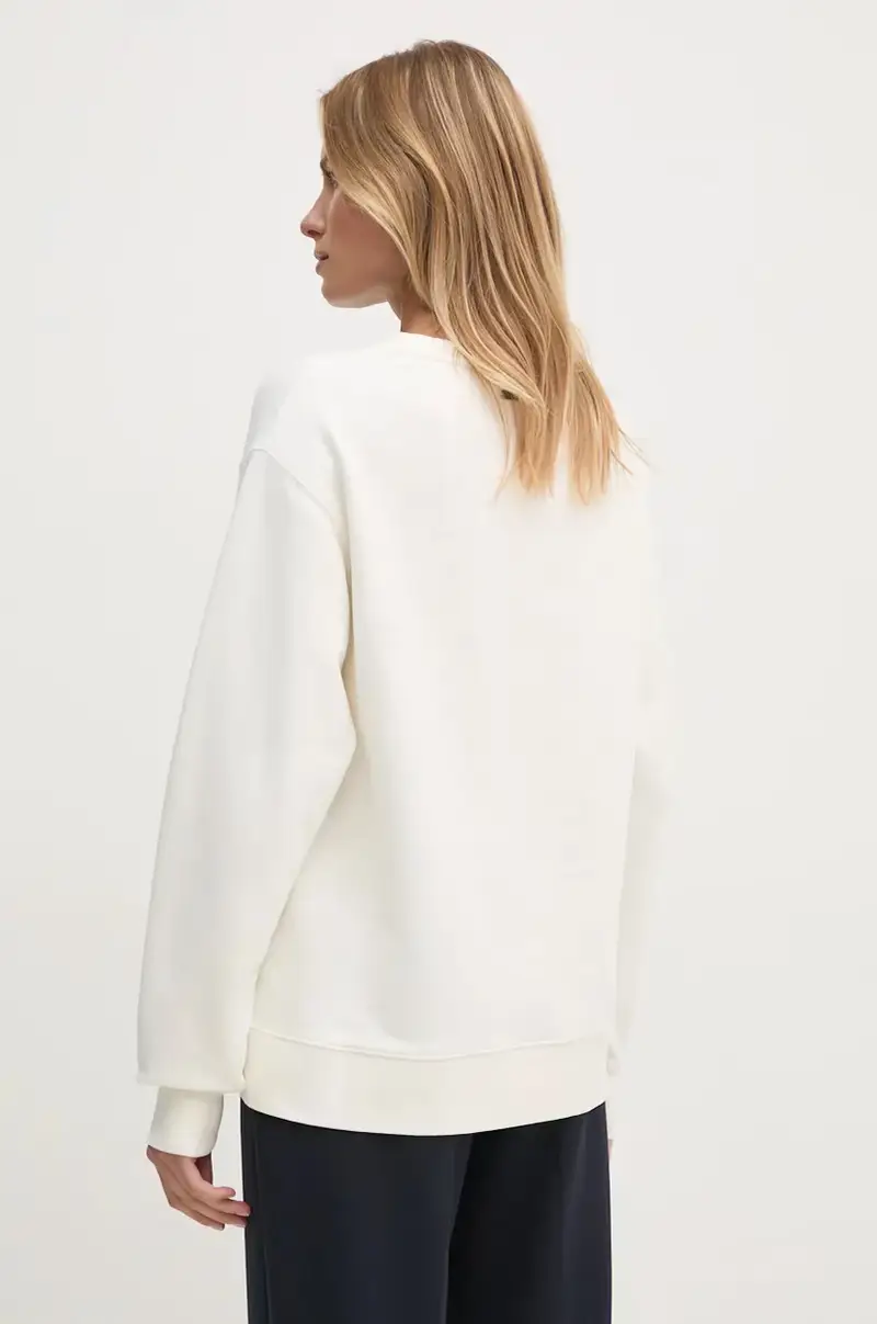 felpa in cotone donna colore bianco con applicazione LOL0591 Beige miniatura 3