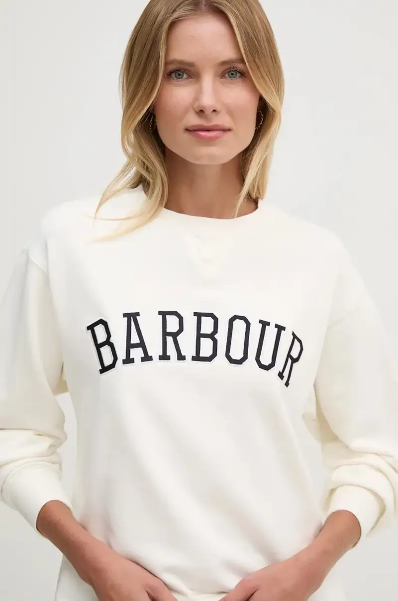 felpa in cotone donna colore bianco con applicazione LOL0591 Beige miniatura 4