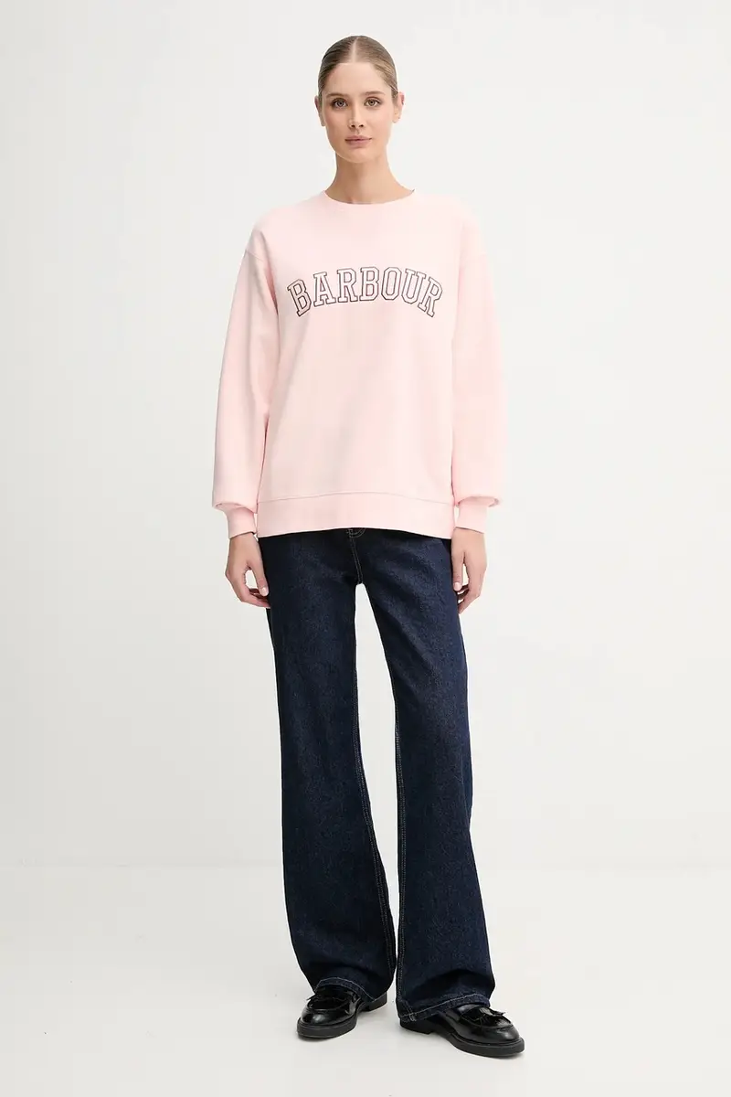 felpa in cotone donna colore bianco con applicazione LOL0591 Rosa miniatura 2