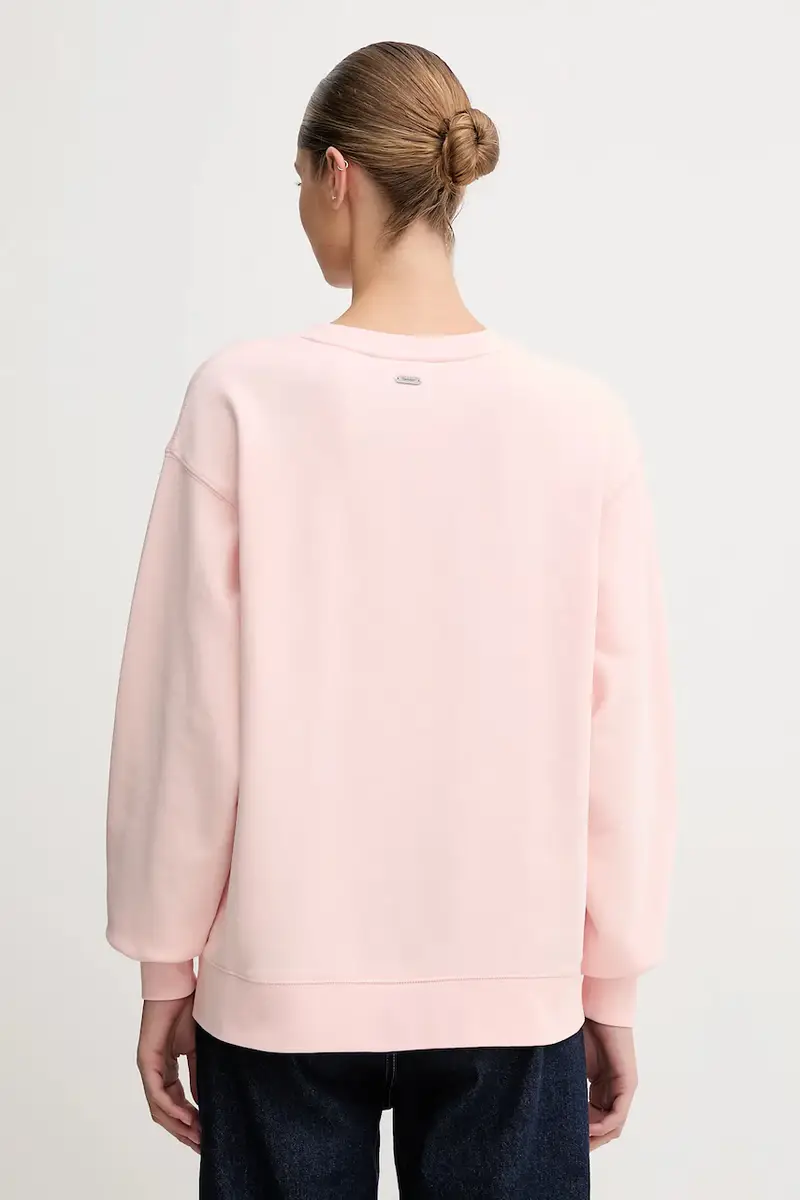 felpa in cotone donna colore bianco con applicazione LOL0591 Rosa miniatura 3