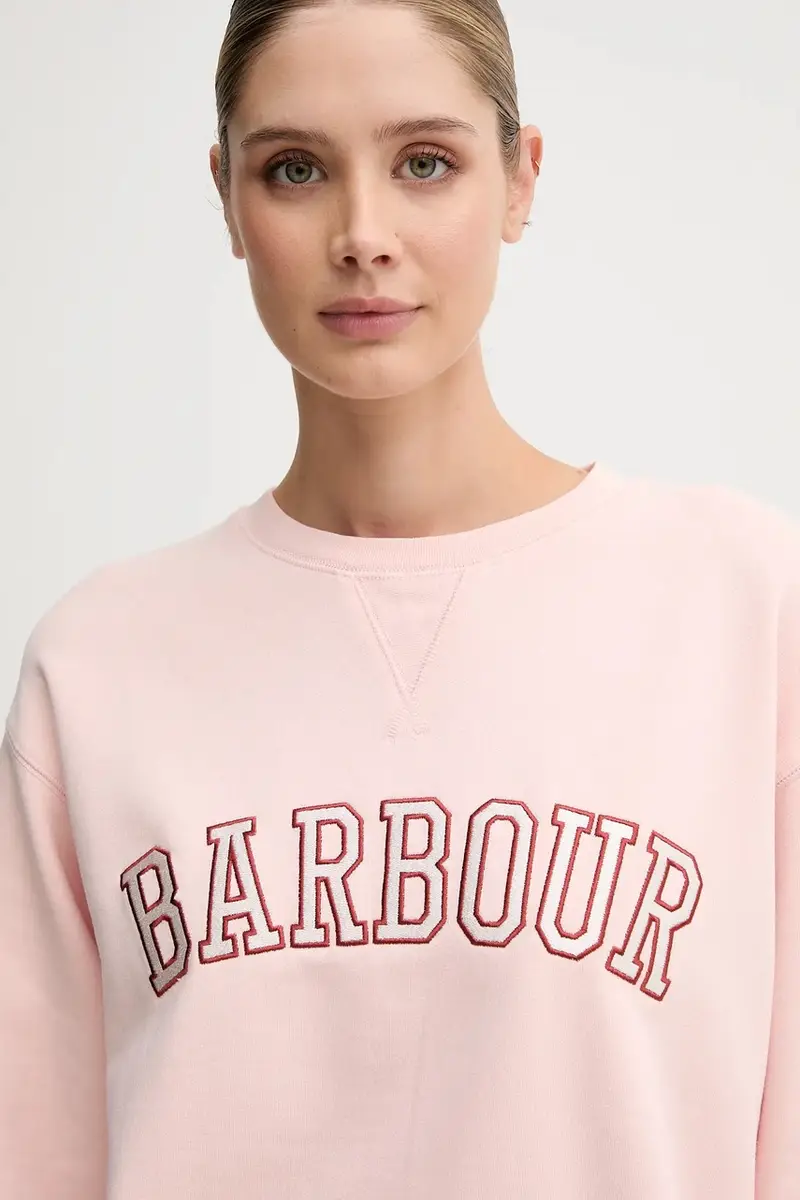 felpa in cotone donna colore bianco con applicazione LOL0591 Rosa miniatura 4