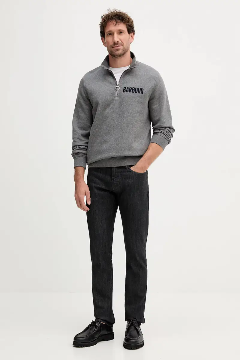 Barbour Maglia in cotone grigio per uomo miniatura 2