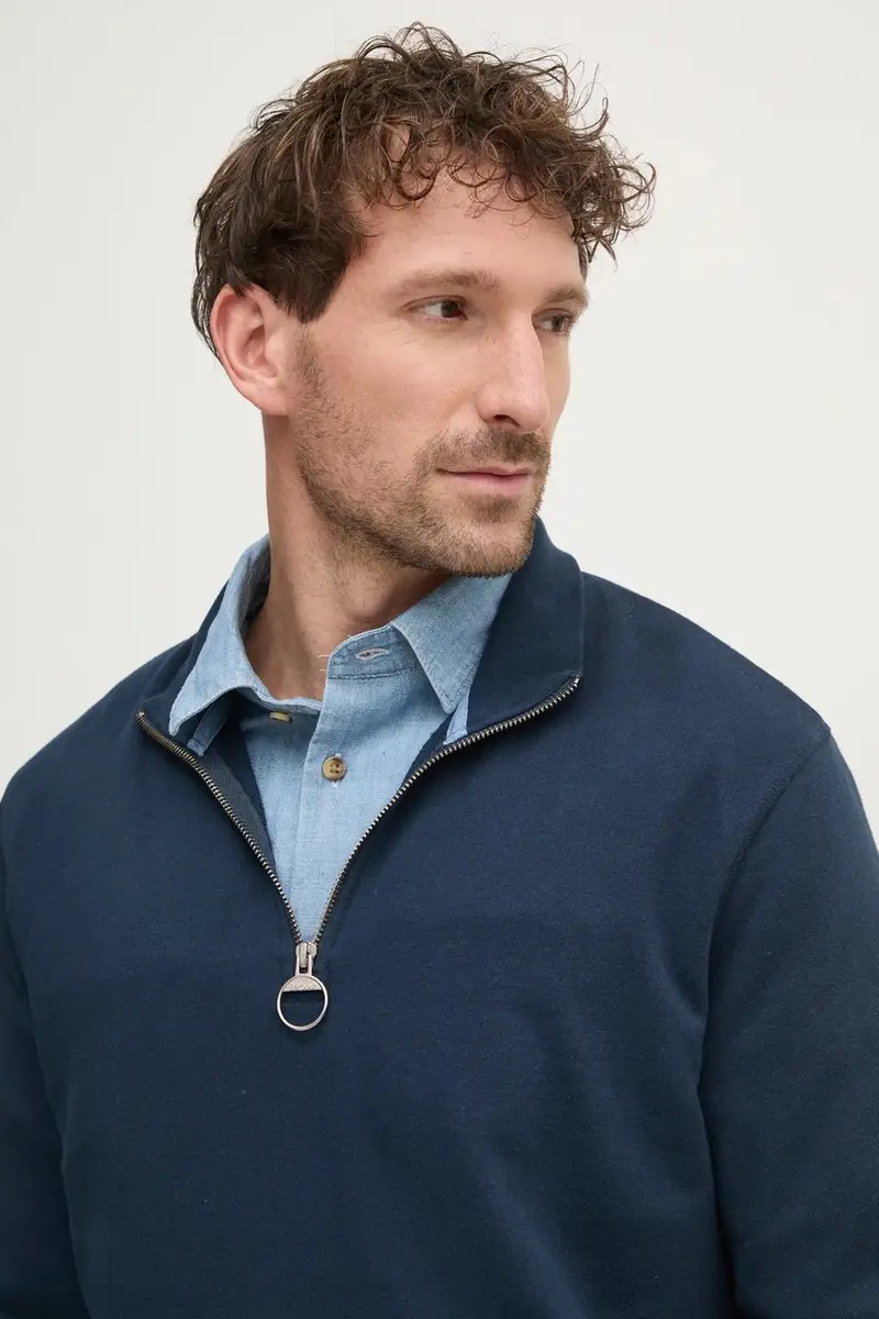 felpa in cotone uomo colore blu navy con applicazione MOL0666NY91 miniatura 4