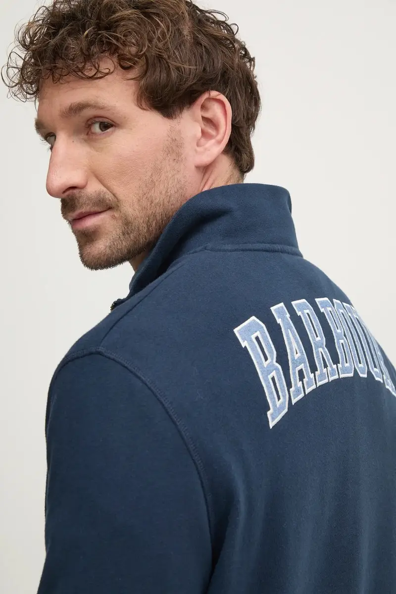 felpa in cotone uomo colore blu navy con applicazione MOL0666NY91 miniatura 5