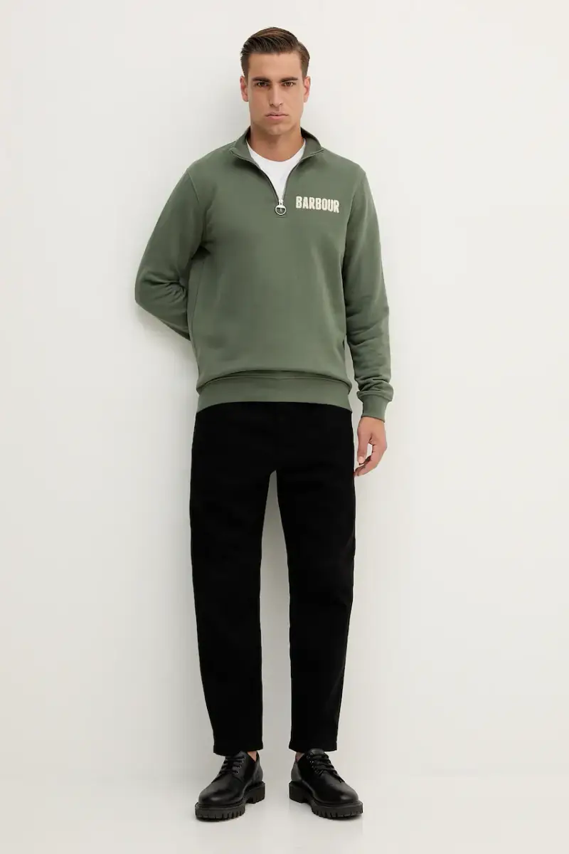 felpa in cotone uomo colore verde con applicazione MOL0640 miniatura 2