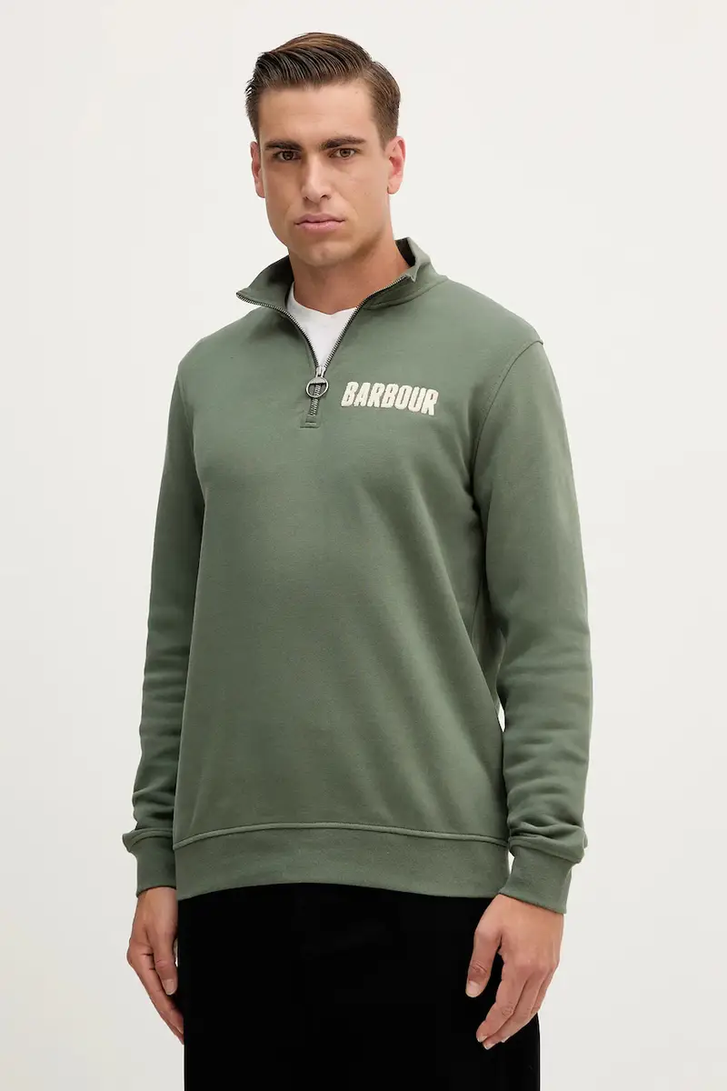 felpa in cotone uomo colore verde con applicazione MOL0640