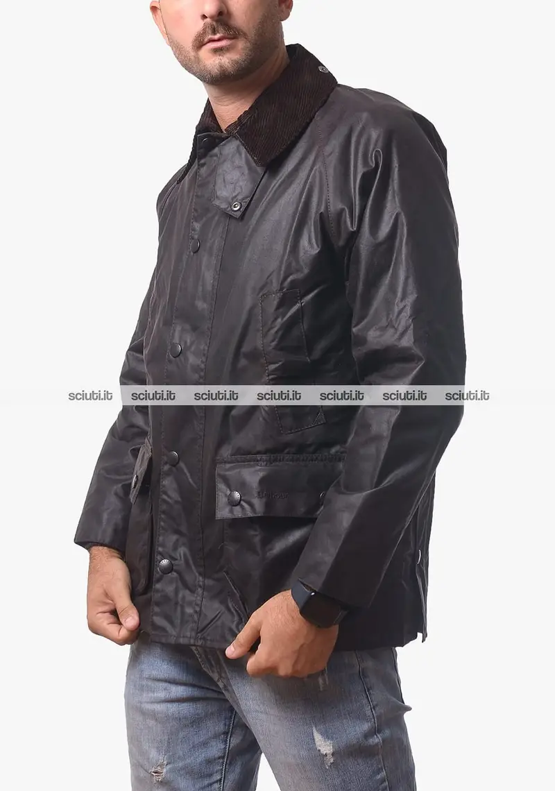 Giacca Barbour uomo marrone scuro Bedale in cotone spalmato