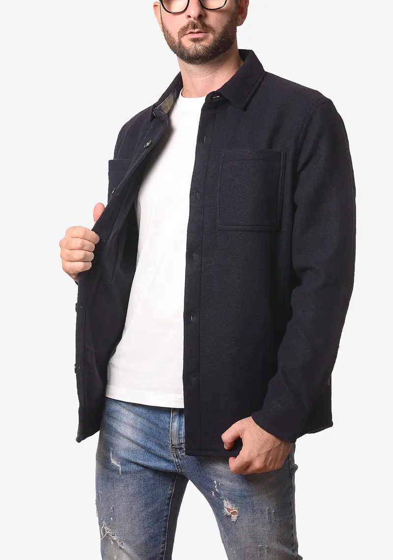 Giacca camicia Barbour uomo blu scuro Marlow overshirt