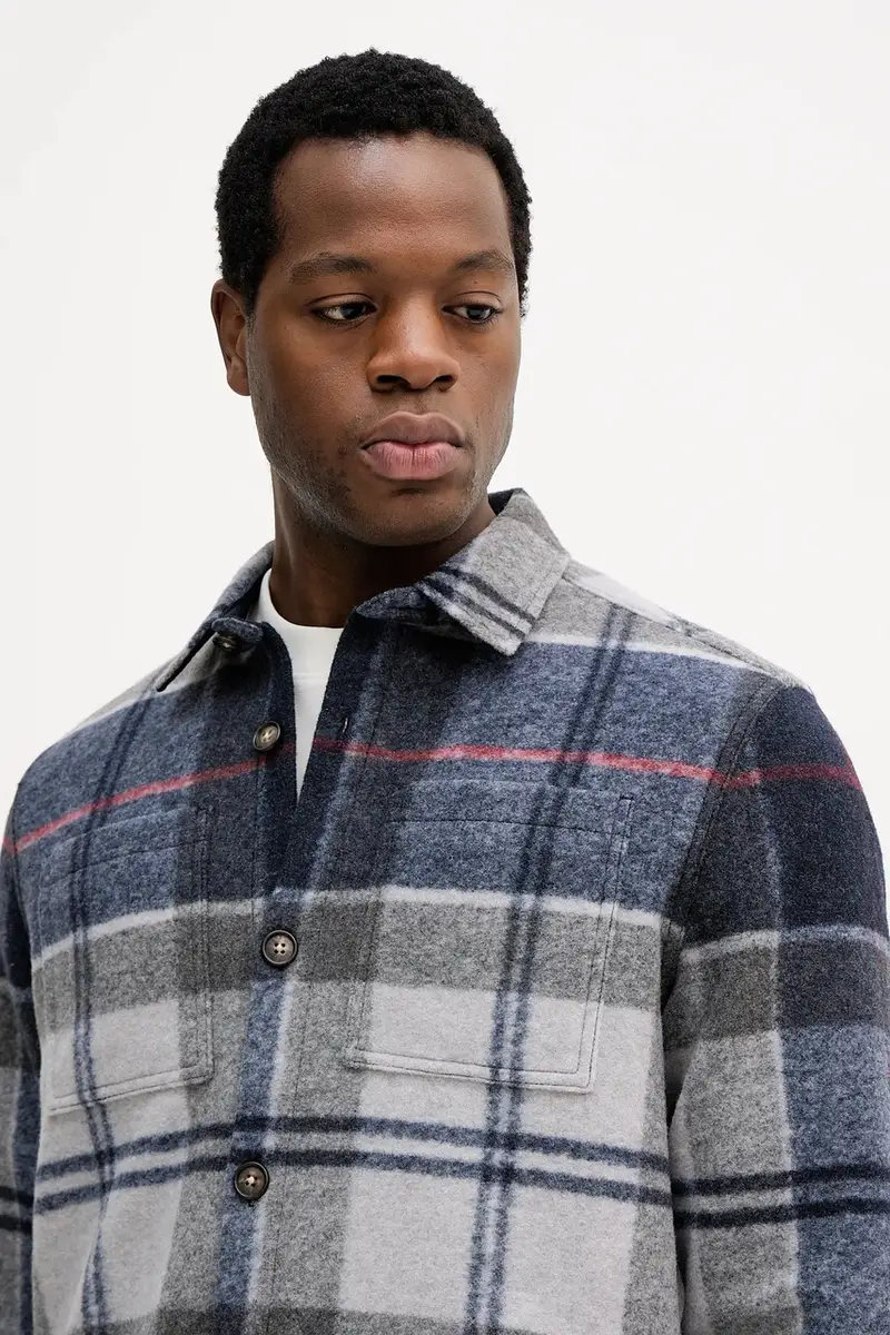 giacca camicia Blu navy miniatura 4