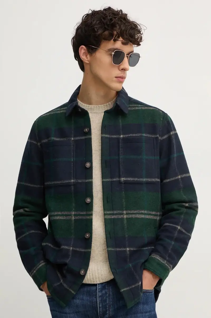 giacca camicia colore verde MOS0400