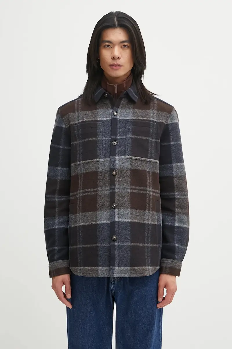 giacca Chapter Tailored Check Overshirt colore blu navy MOS0400TN38
