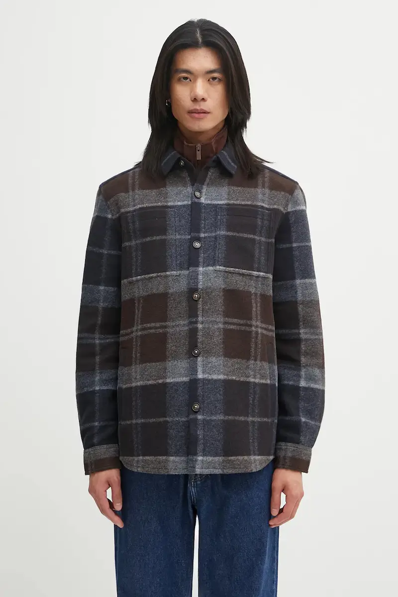 giacca Chapter Tailored Check Overshirt colore blu navy MOS0400TN38