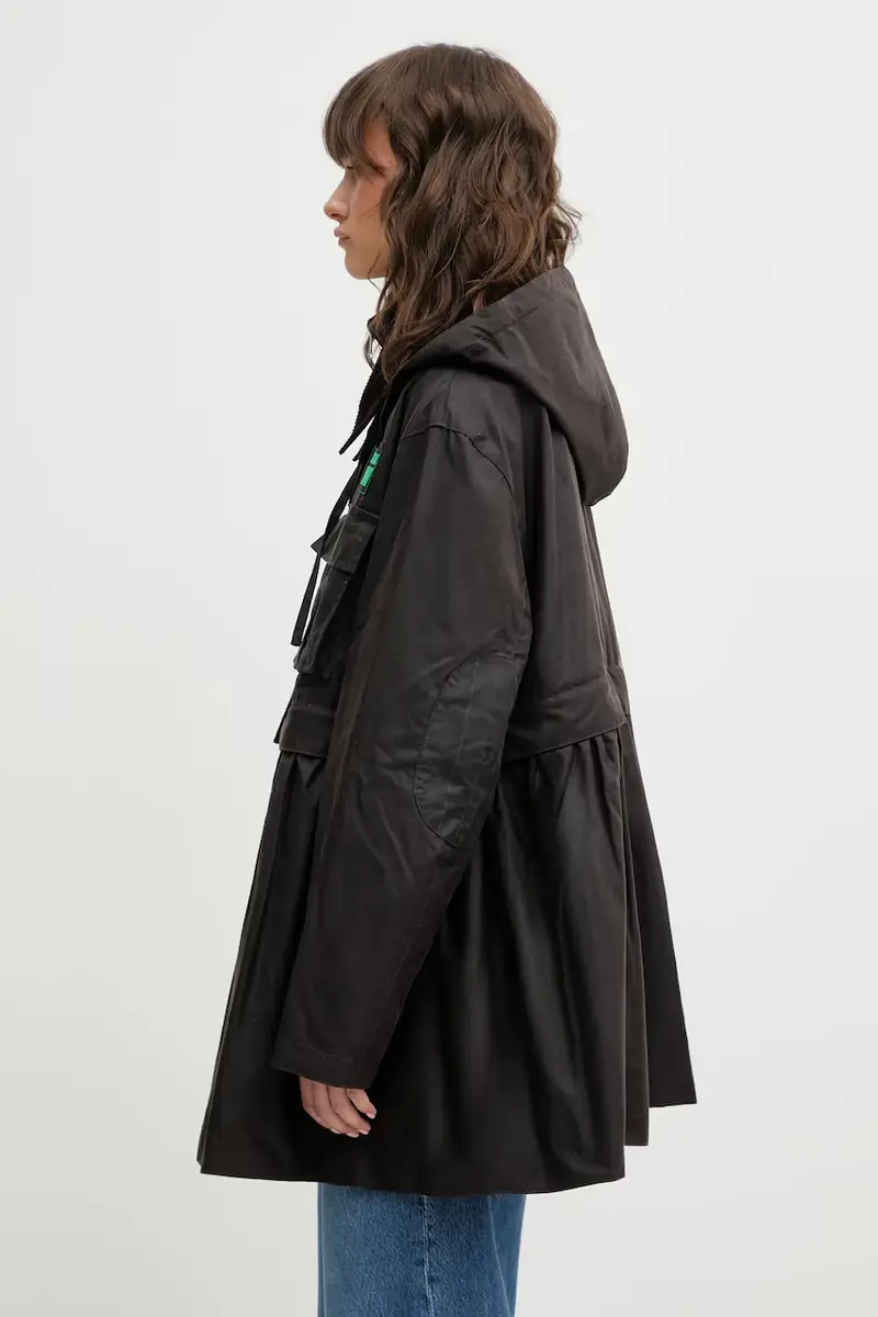 giacca in cotone x Ganni Peplum Wax colore marrone LWX1523BR71 miniatura 2