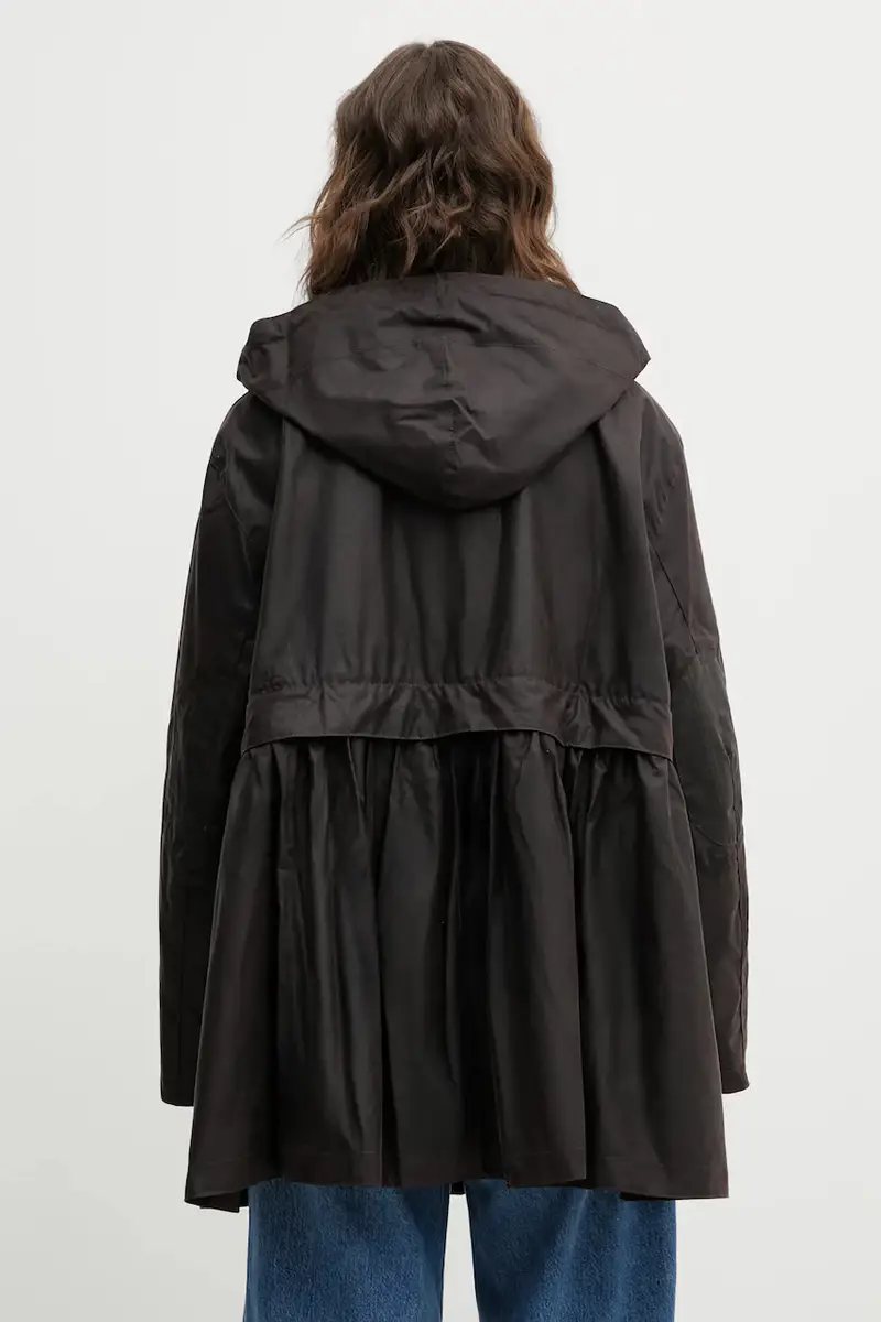 giacca in cotone x Ganni Peplum Wax colore marrone LWX1523BR71 miniatura 3