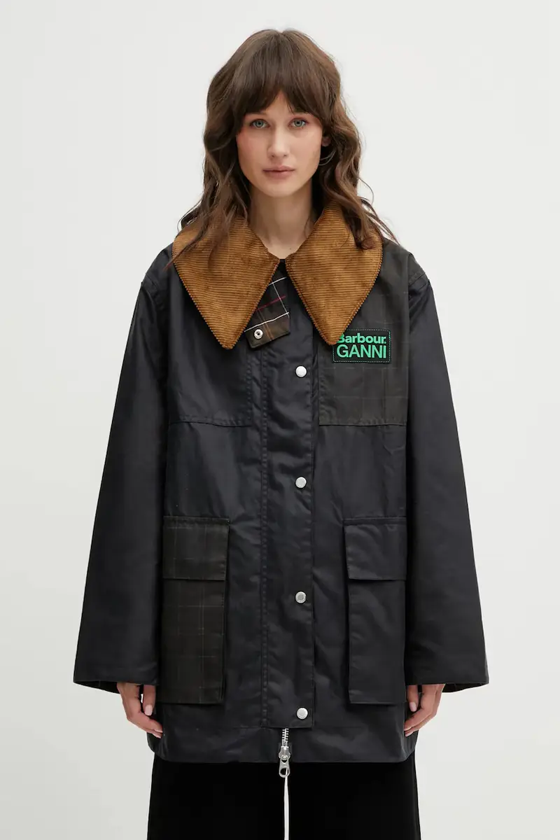 giacca x Ganni Hooded Duffle Wax colore blu navy LWX1527NY71 miniatura 4