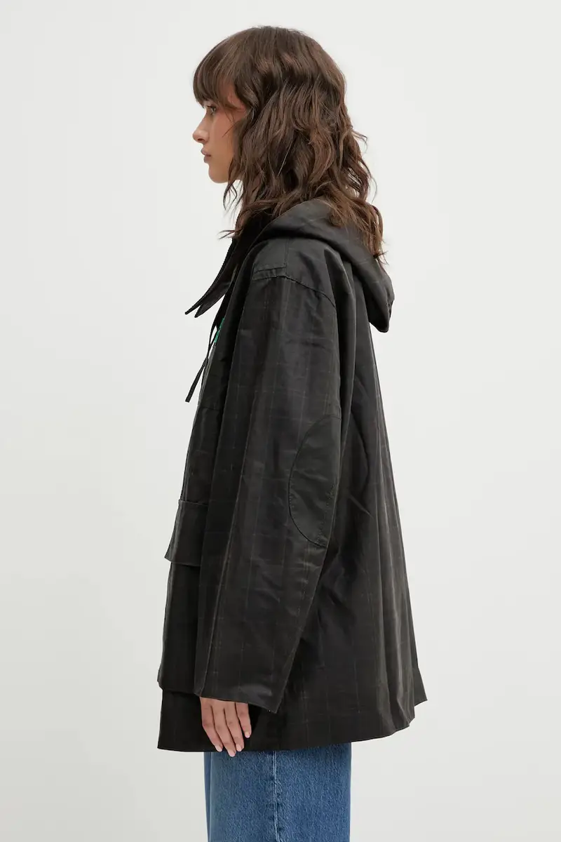 giacca x Ganni Hooded Tartan Duffle Wax colore verde LWX1528TN11 miniatura 2