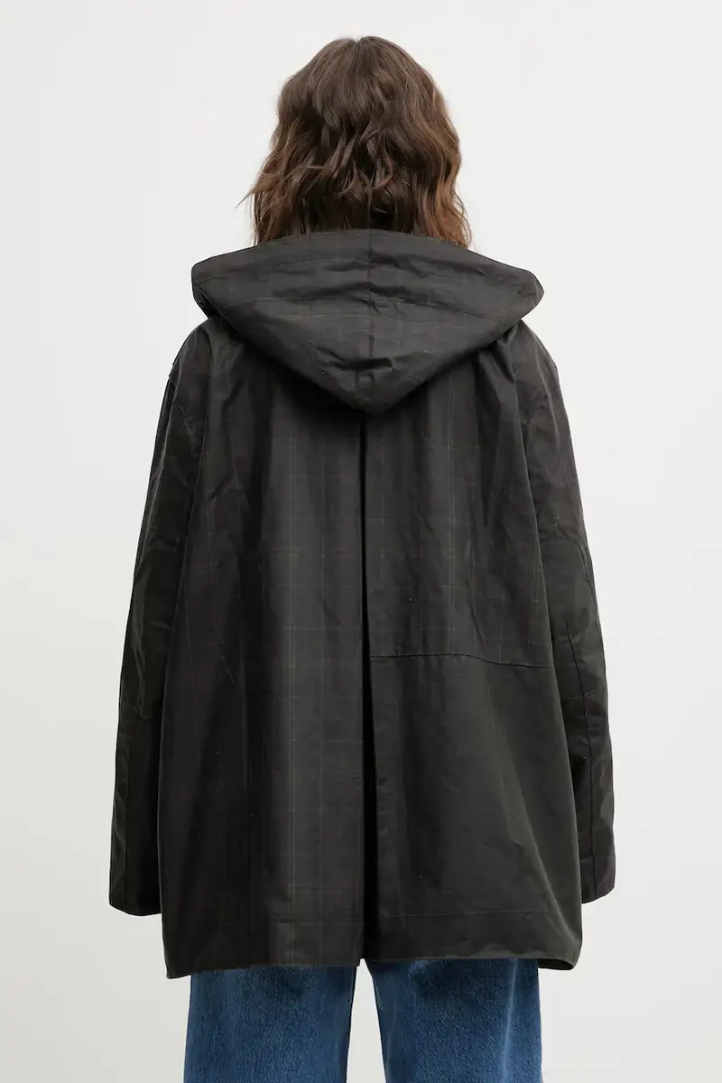 giacca x Ganni Hooded Tartan Duffle Wax colore verde LWX1528TN11 miniatura 3