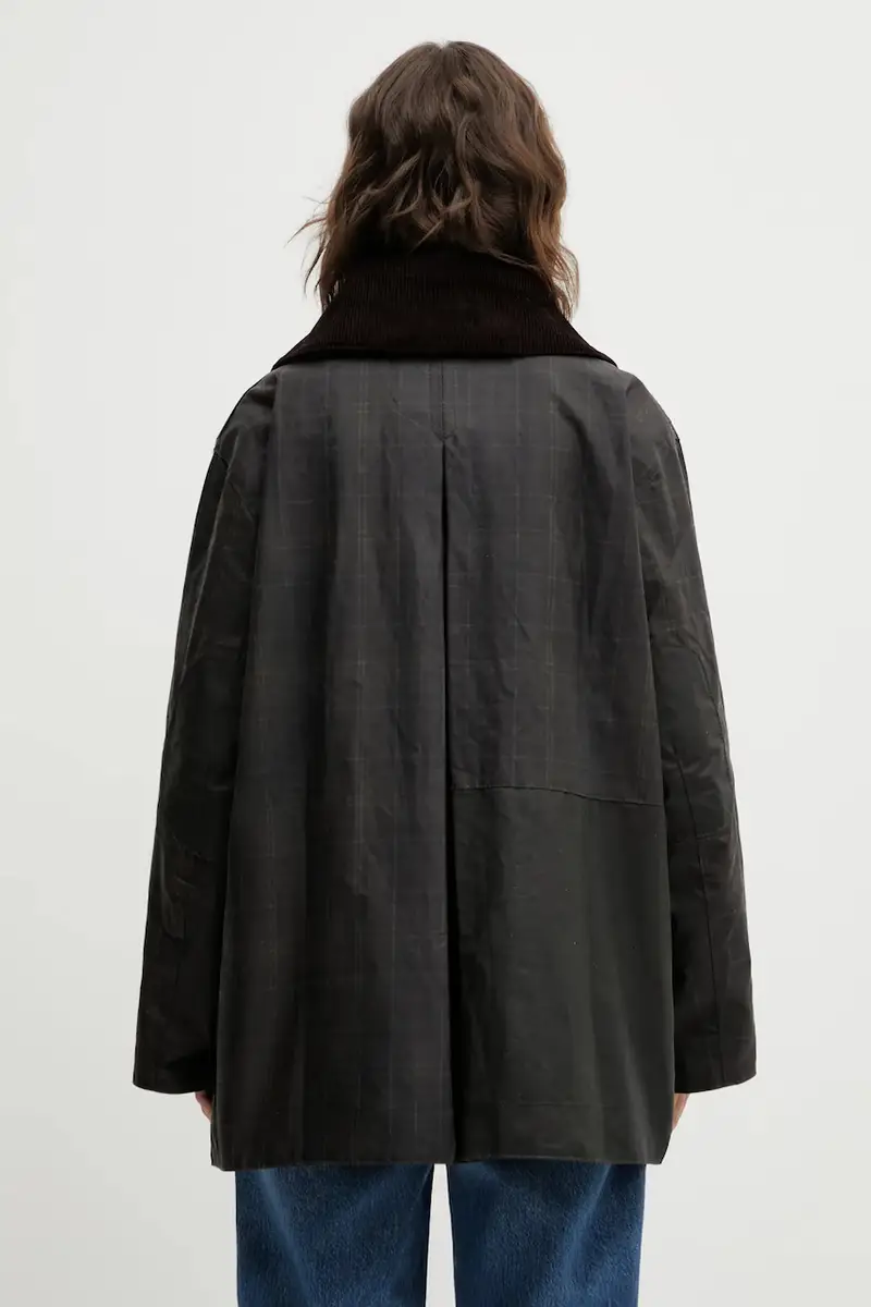 giacca x Ganni Hooded Tartan Duffle Wax colore verde LWX1528TN11 miniatura 5