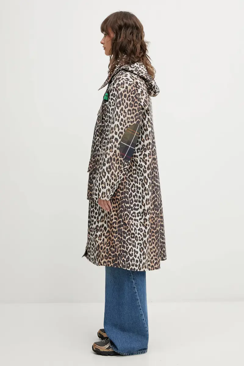 giacca x Ganni Leopard Waterproof colore marrone LWB0931BK11 miniatura 2