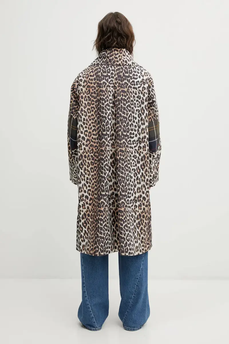 giacca x Ganni Leopard Waterproof colore marrone LWB0931BK11 miniatura 5