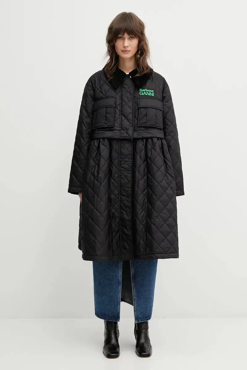 giacca x Ganni Peplum Quilted colore nero LQU1890BK11 miniatura 4