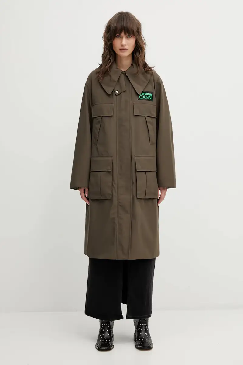 giacca x Ganni Waterproof Parka colore verde LWB0930OL91 miniatura 4