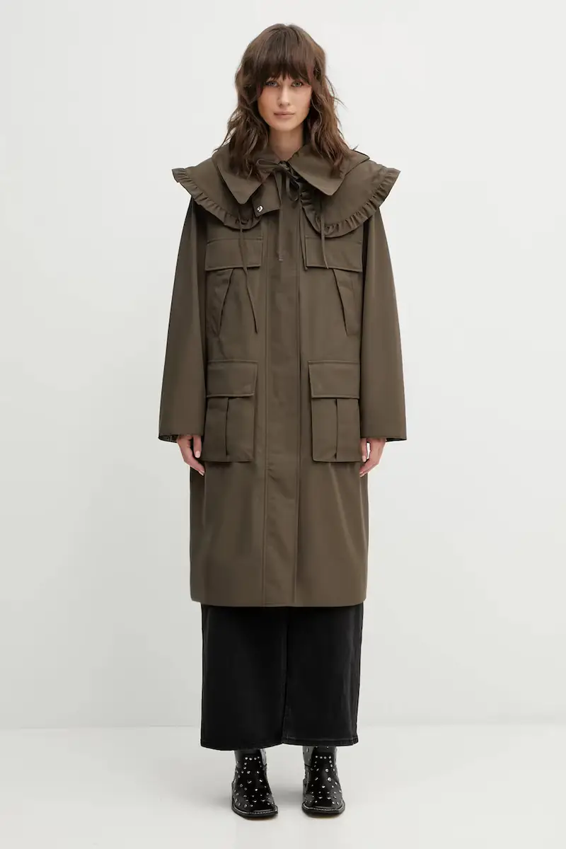 giacca x Ganni Waterproof Parka colore verde LWB0930OL91