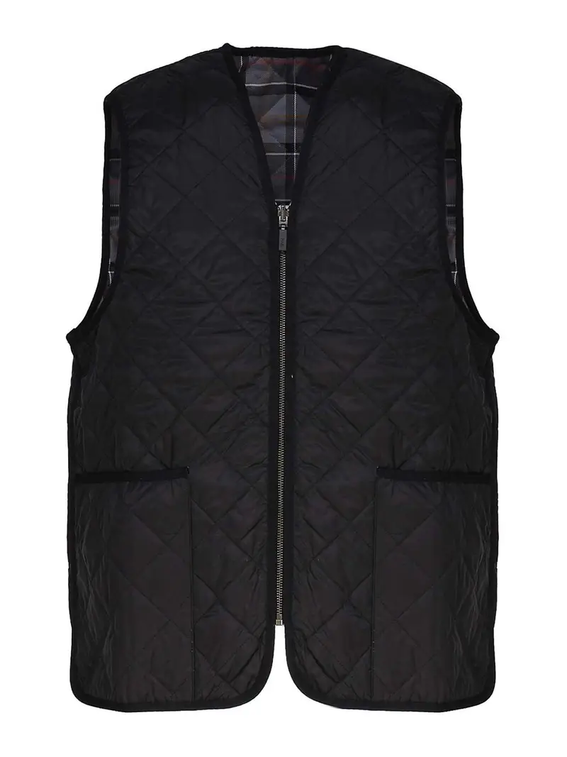 Gilet trapuntato/fodera con zip Nero