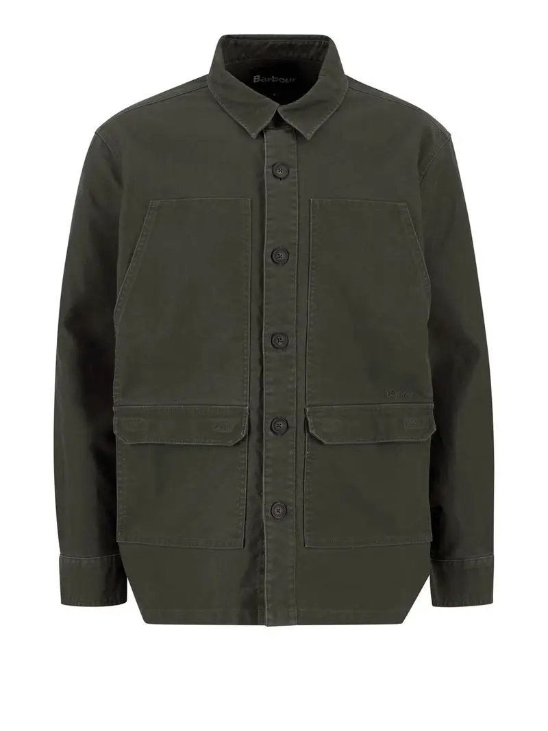 giubbino barbour newbirch sateen overshirt da uomo - verde