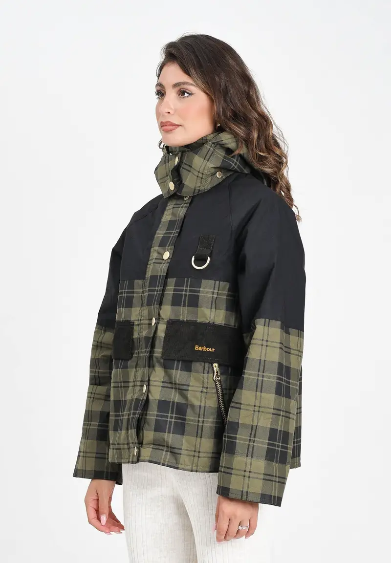 BARBOUR Giubbotto Elaine verde e nero da donna