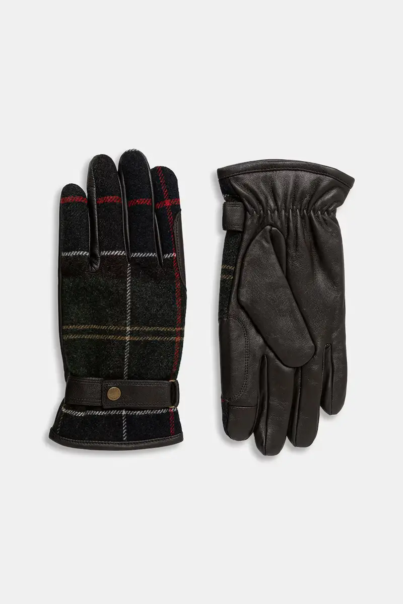 guanti con aggiunta di lana colore verde