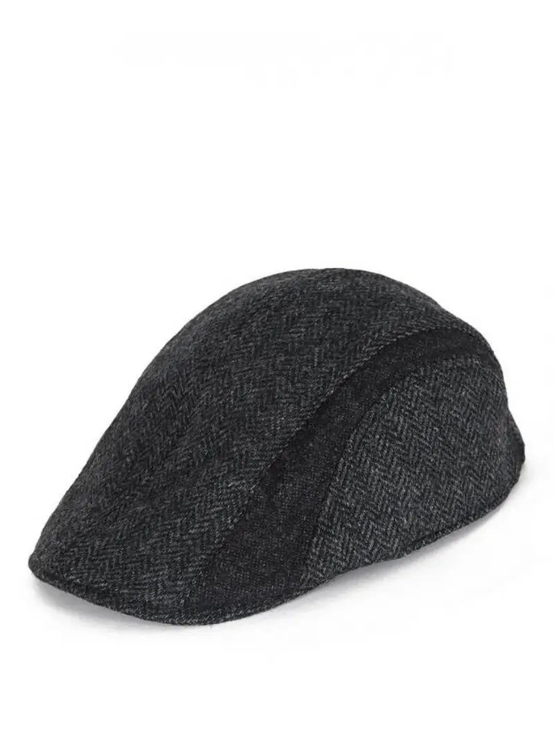 Herringbone Tweed Cap MHA0389 CH51 GRAY