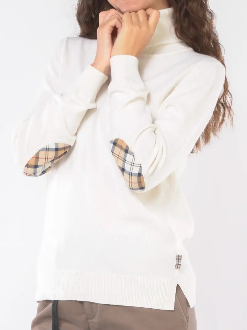 maglia da donna Barbour dolcevita con toppe BEIGE