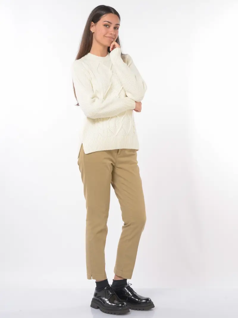 maglia da donna Barbour in lana e cotone con mix di lavorazioni Bianco miniatura 2